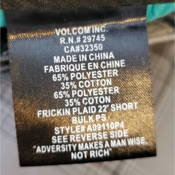 Volcom men's get plaid board active surfing skater athletic shorts size 32 - Picture 6 of 6